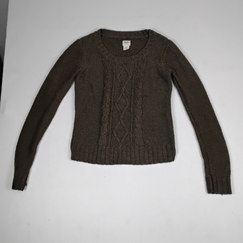 Mossimo Supply Co Women's M Brown Cable Knit Crewneck Sweater 100% Acrylic